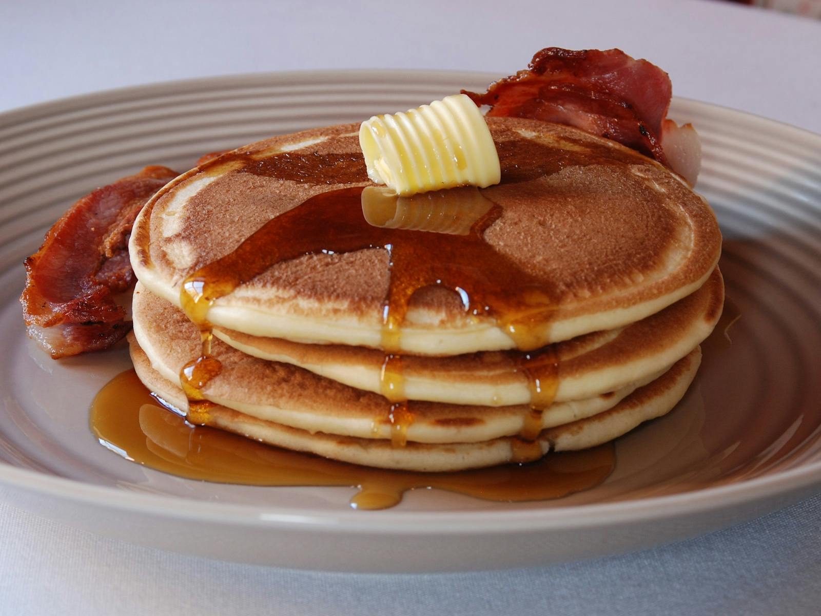 Pancakes with Bacon and Maple Syrup