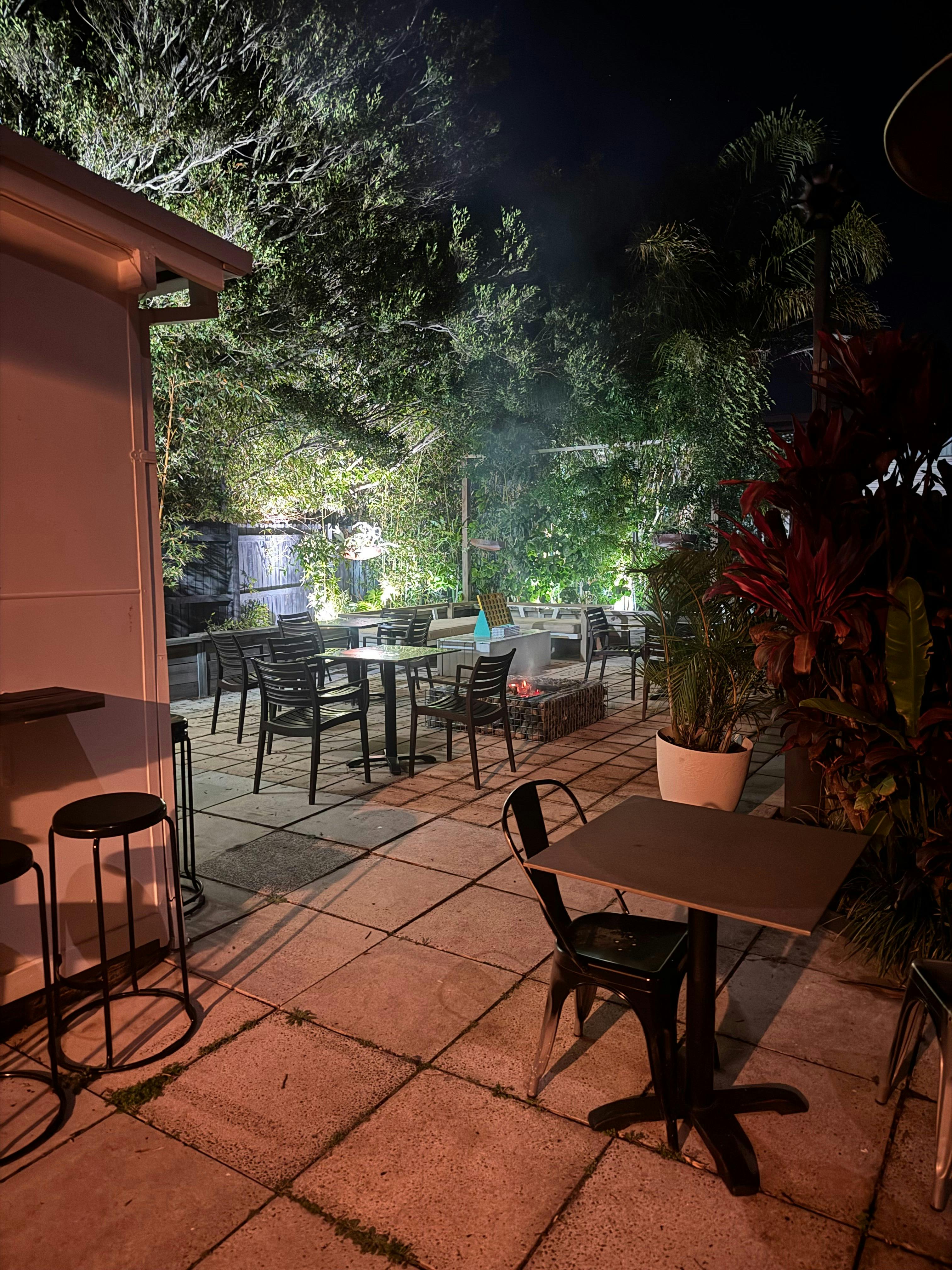 Our back court yard is an ideal place to listen to djs host an event or just chill by the fire pit
