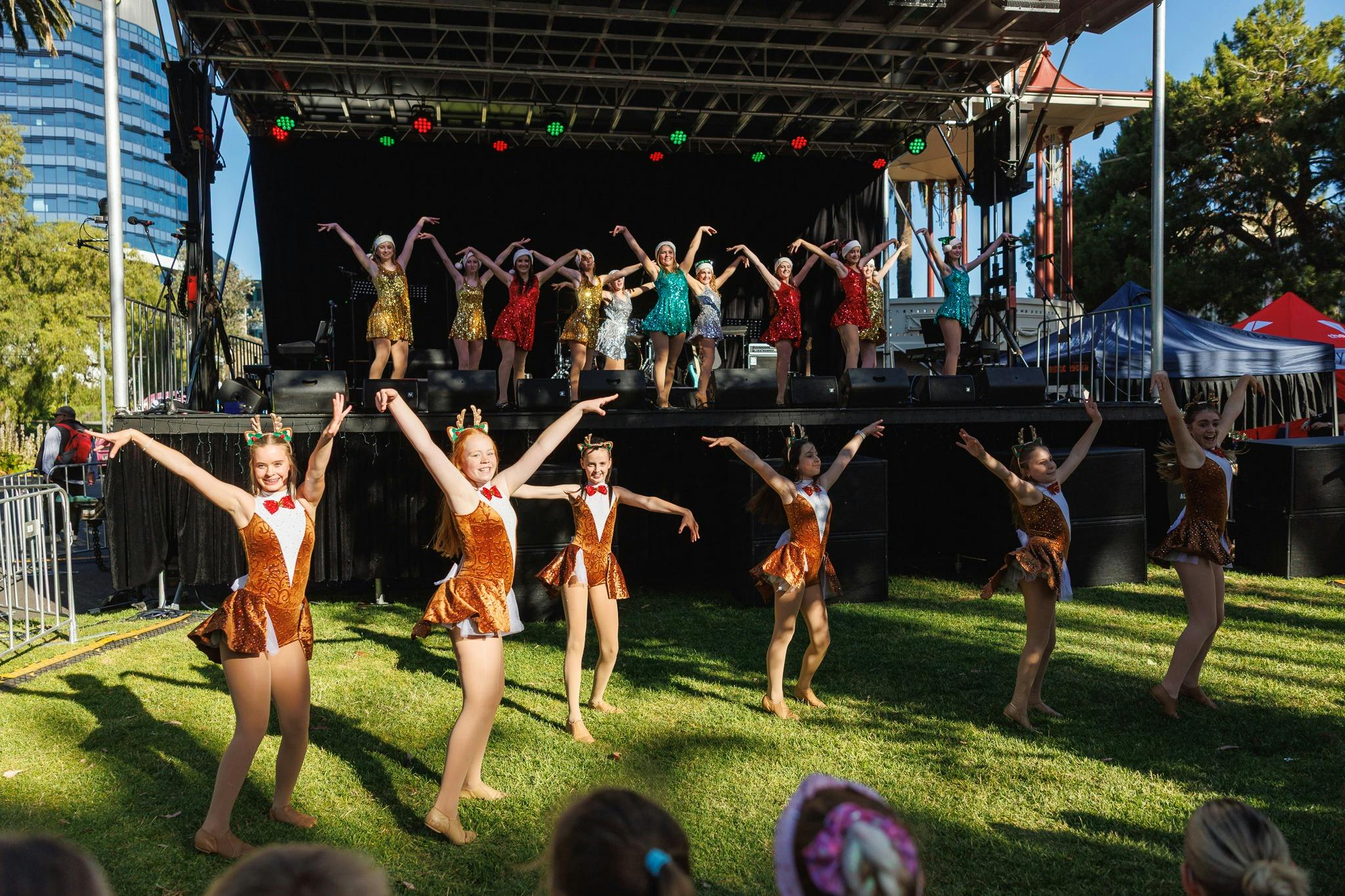 Dancers performing n stage and in front