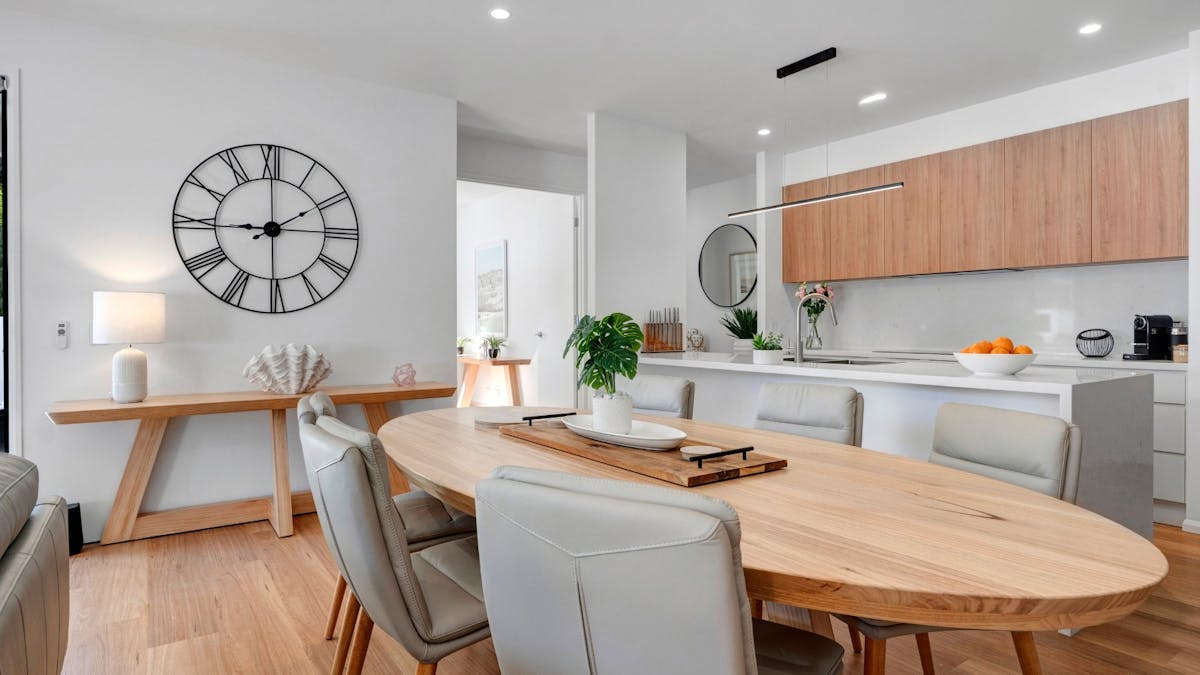 Open plan kitchen, dining and living area