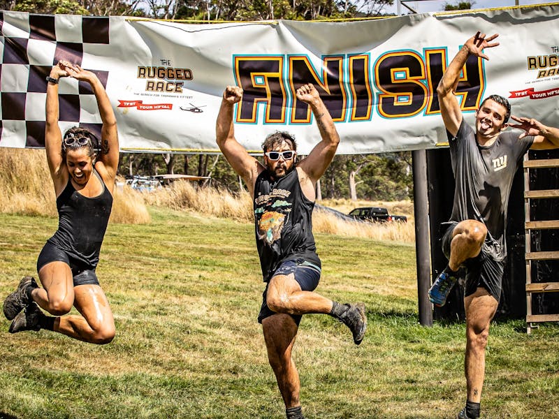 The Rugged Race finish line - Mud run obstacle course race in Southern Tasmania - Hobart Adventure