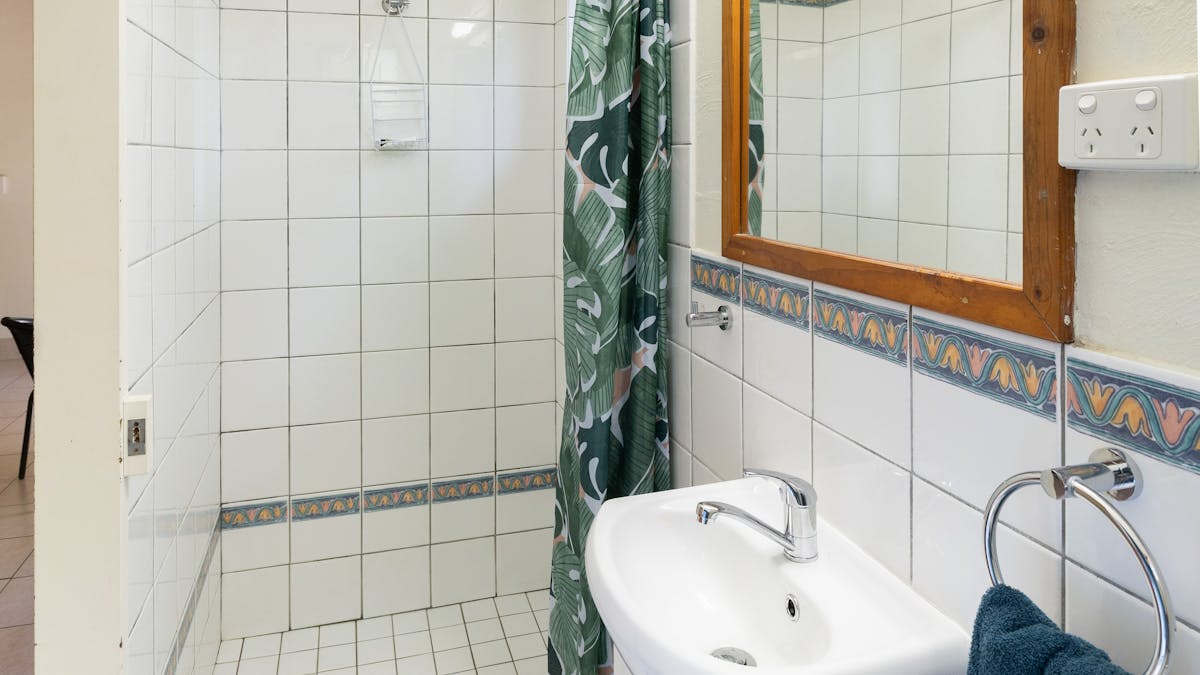 Motel room bathroom