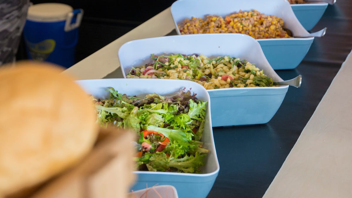 A photo of a a buffet style lunch that is served on Passions of Paradise
