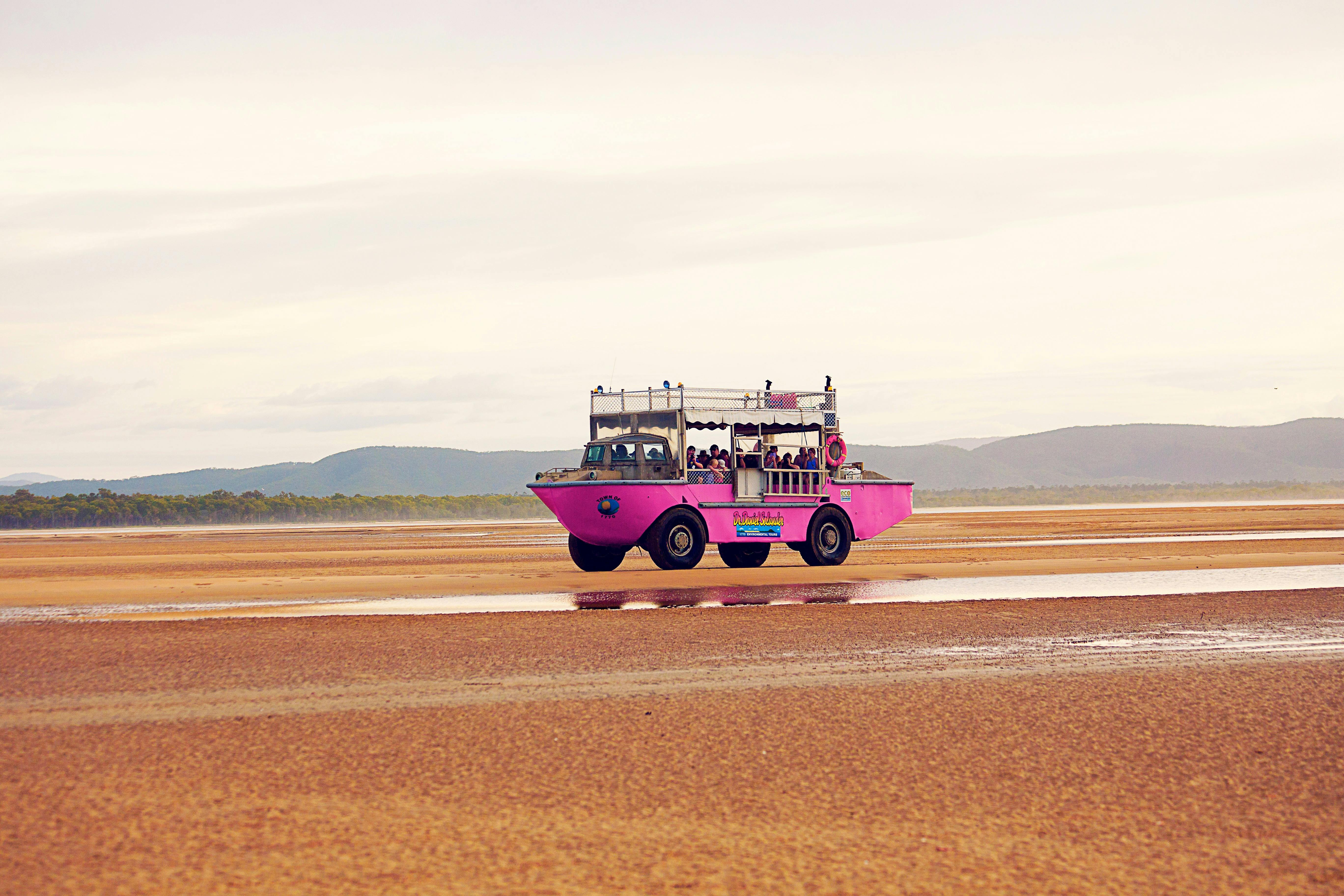 Amphibious LARC! cruising along the beach horizon.