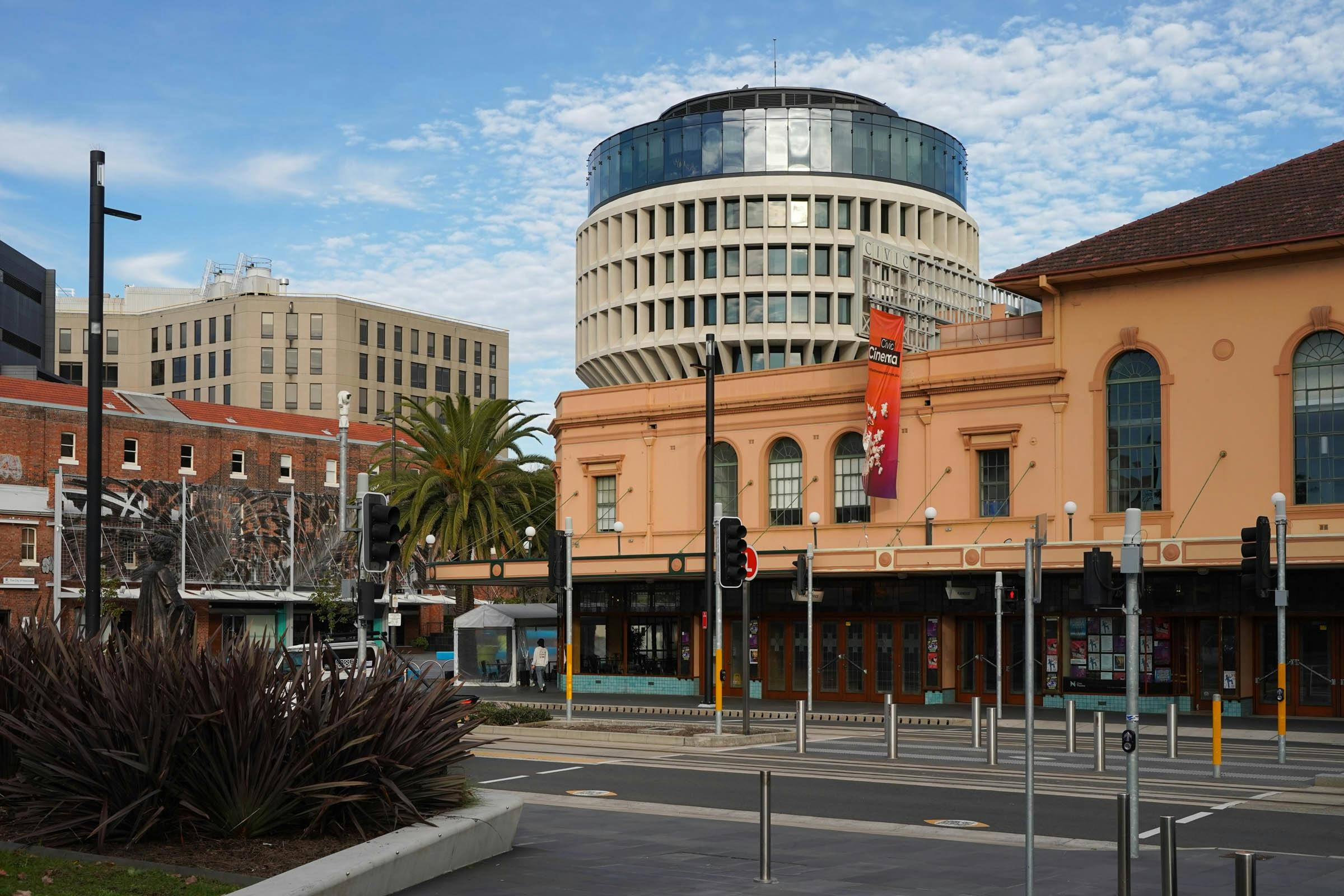 Photo of the Civic Theatre from across the road on Hunter Street.