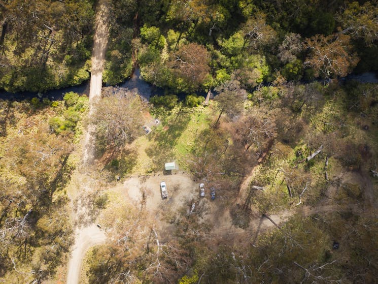 Aerial view of Manning River in Barrington Tops State Forest
