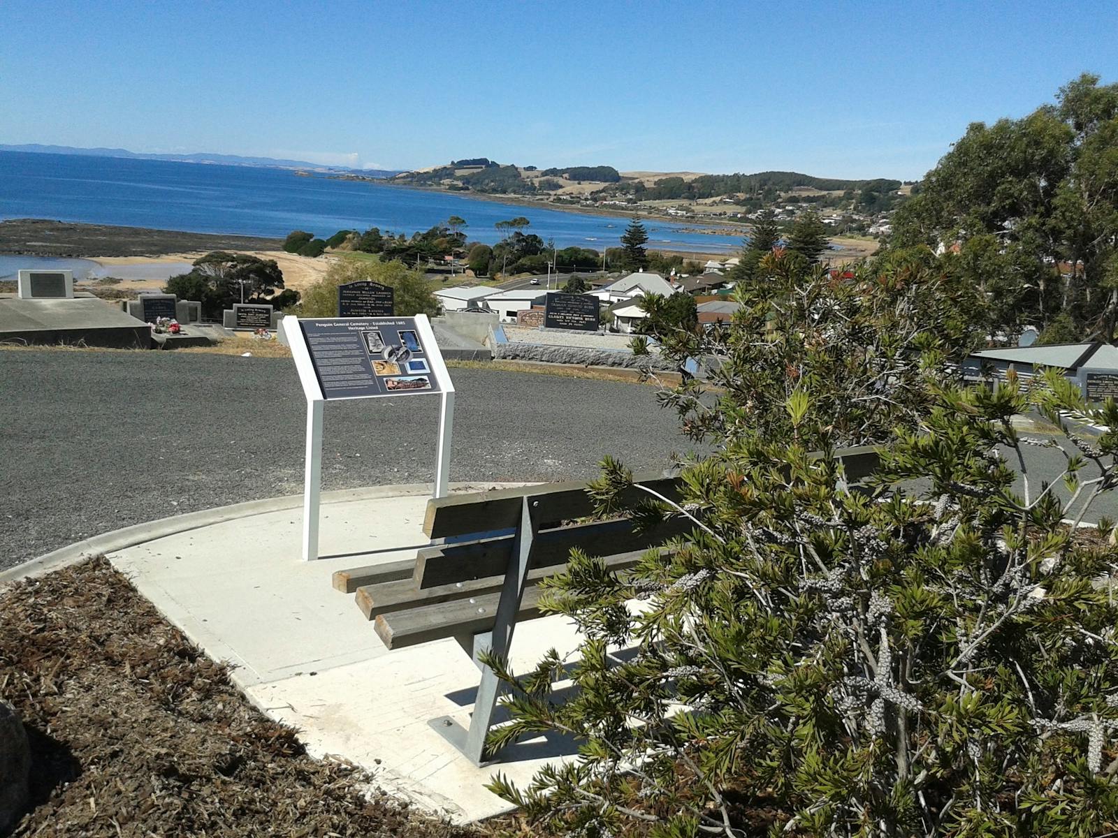 Penguin General Cemetery looking out over Bass Strait