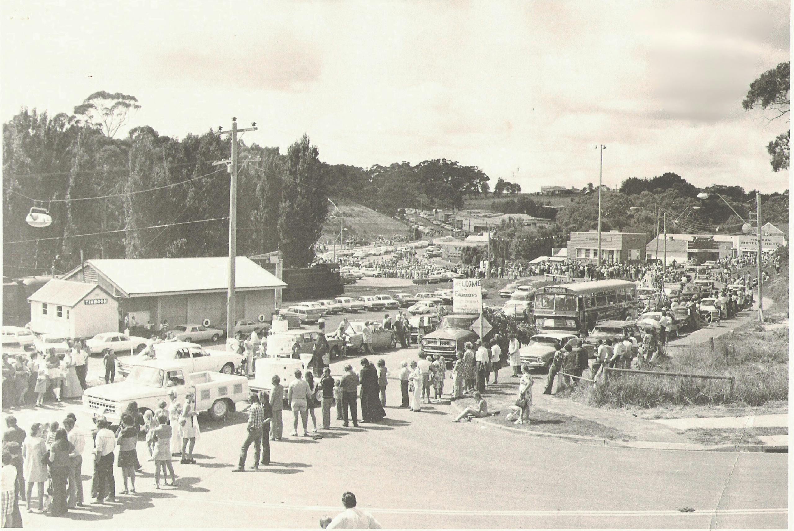 Historical image of the 1975 Timboon Street parade