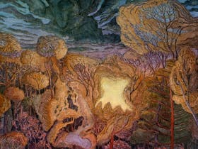 Ron McBurnie Breach 2016 ink and oil paint on board 70 x 50 cm