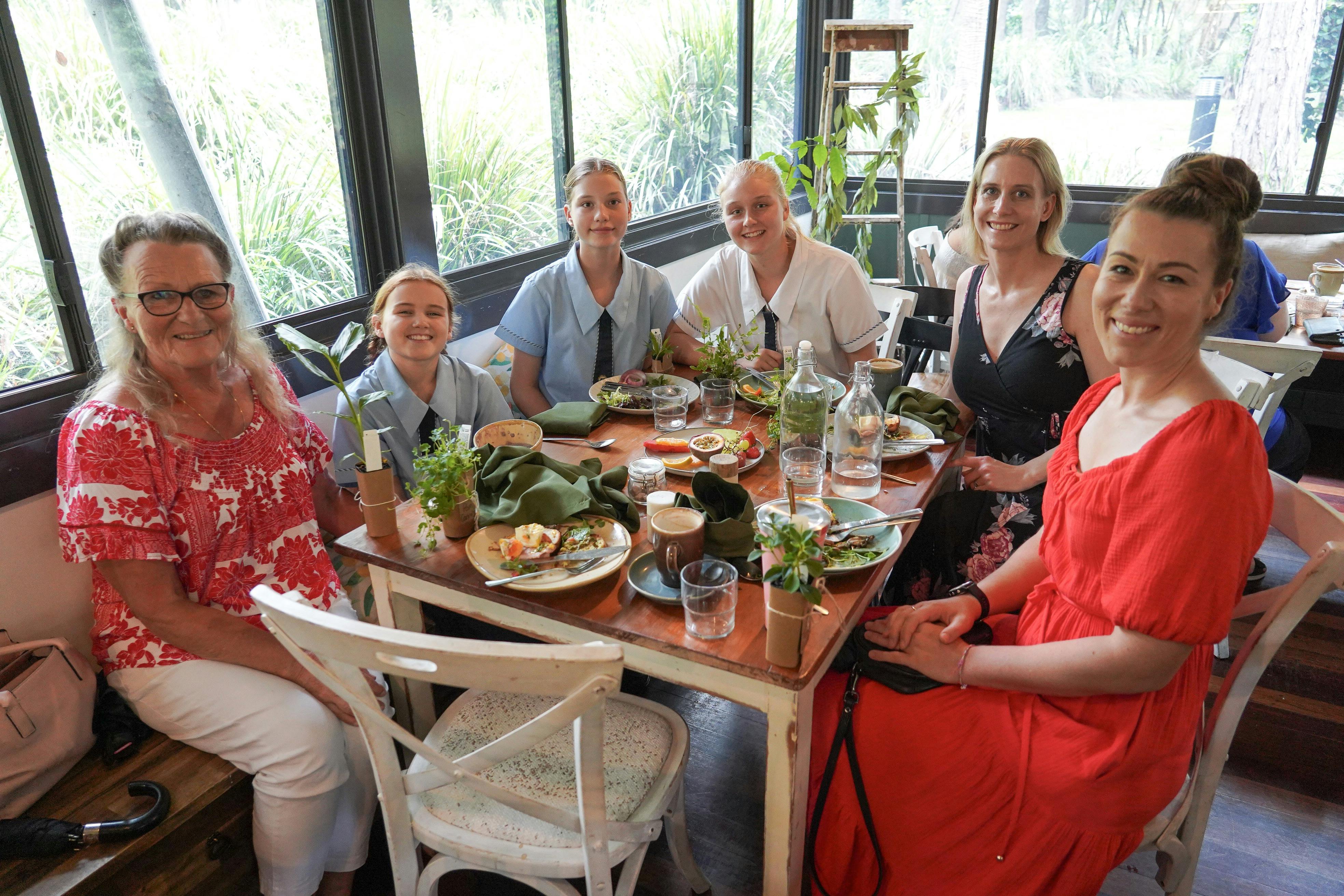 Mothers and daughters enjoying breakfast at IndigiScapes Cafe  for women and girls in science