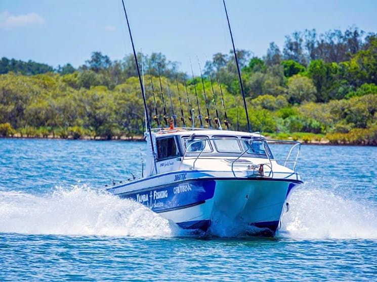 Yamba Fishing and Charters vessel, 3100 Noosa Cat with twin 250 Yamaha motors