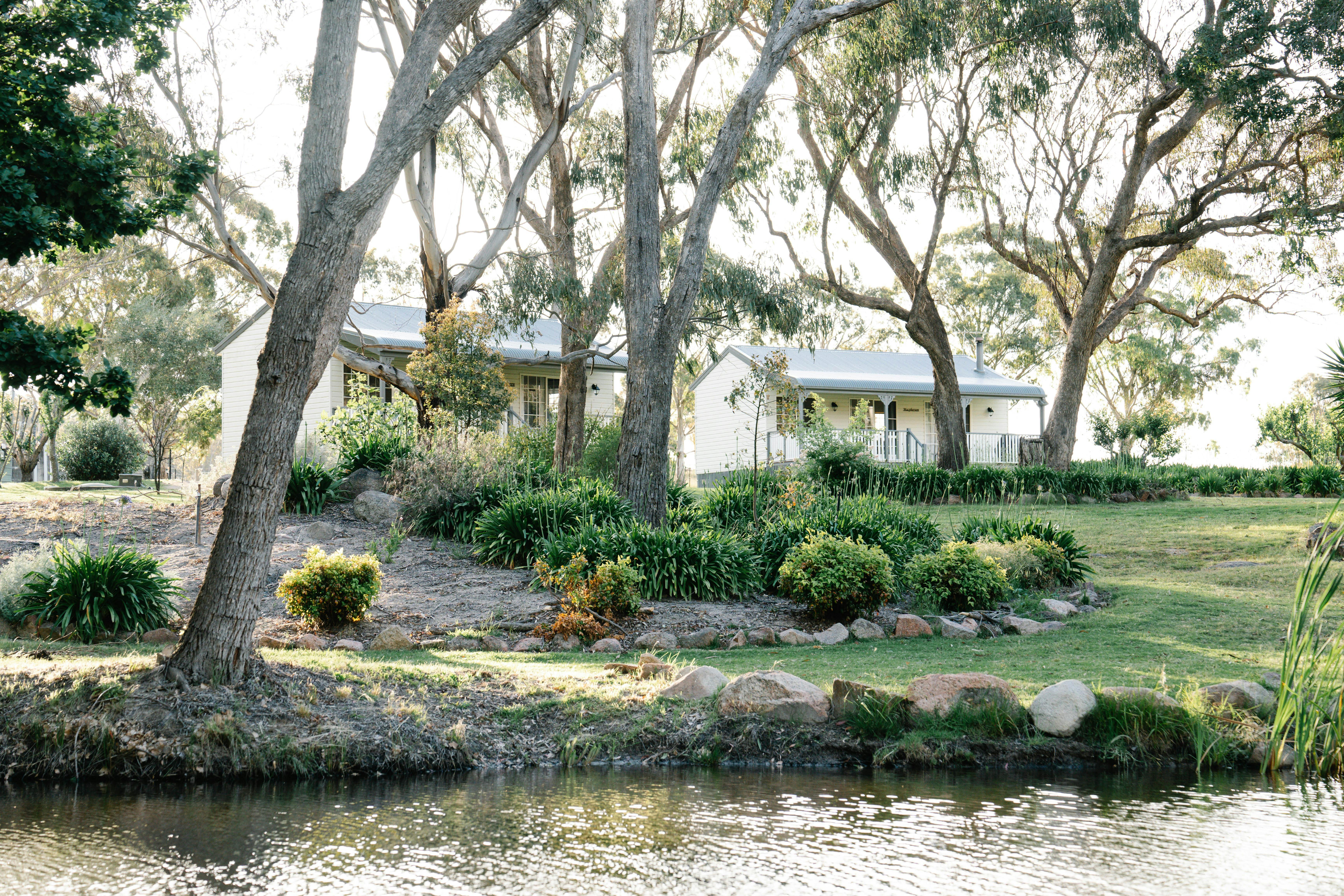 Spa cottages overlooking the gardens and lake