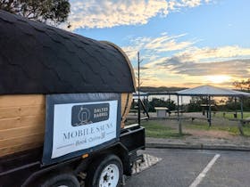 Showing outside of sauna and view across Coffin Bay