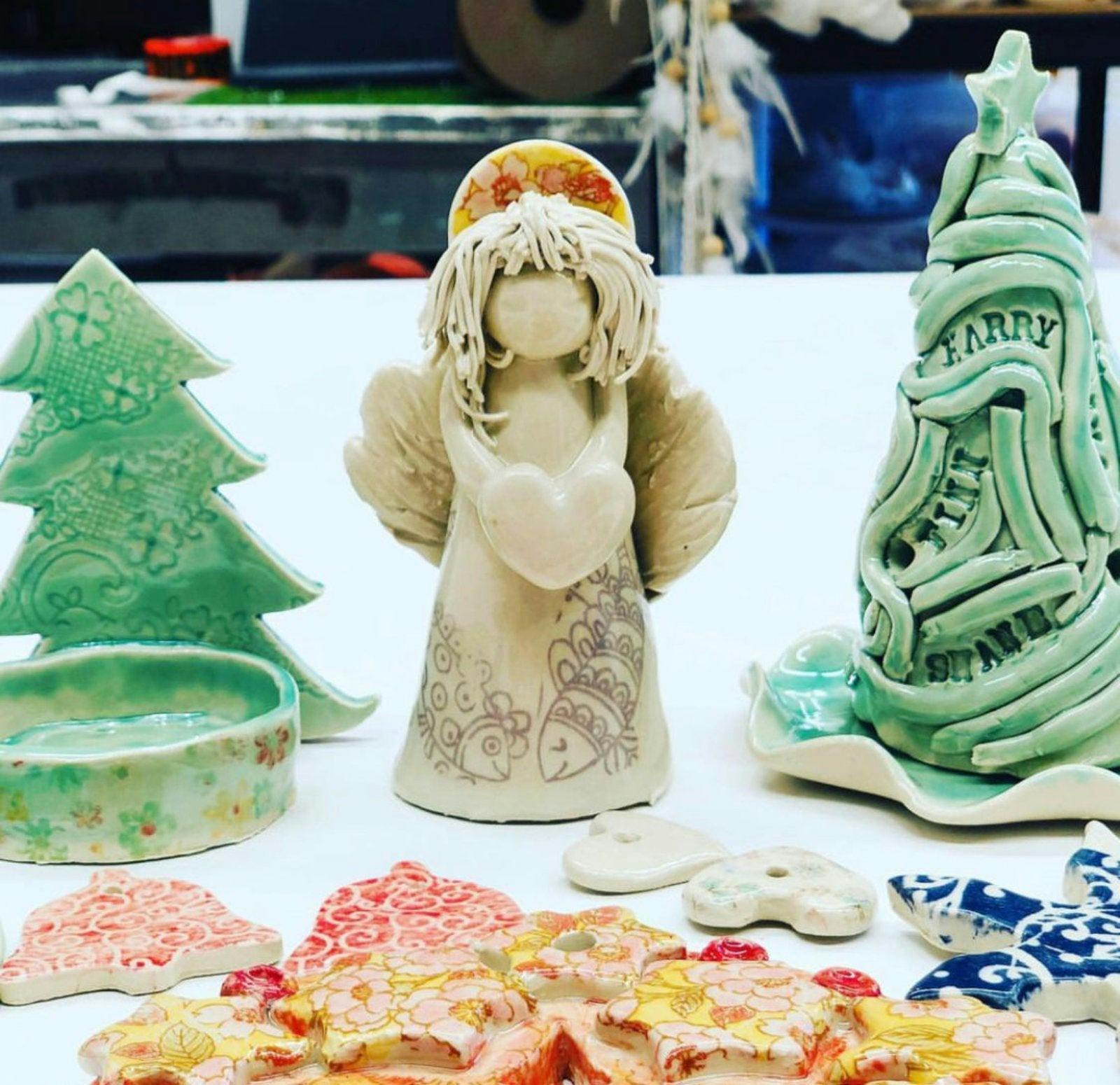 xmas tealight holders pottery
