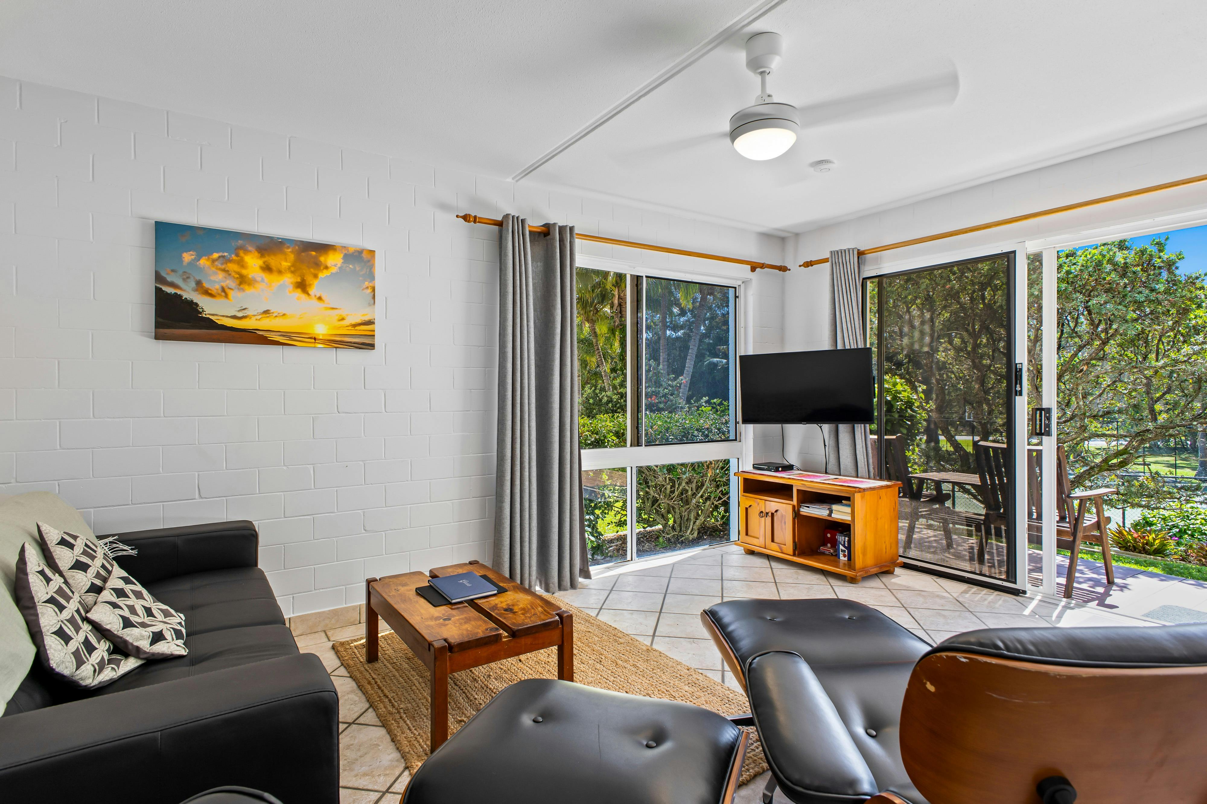Living area in one bedroom apartment