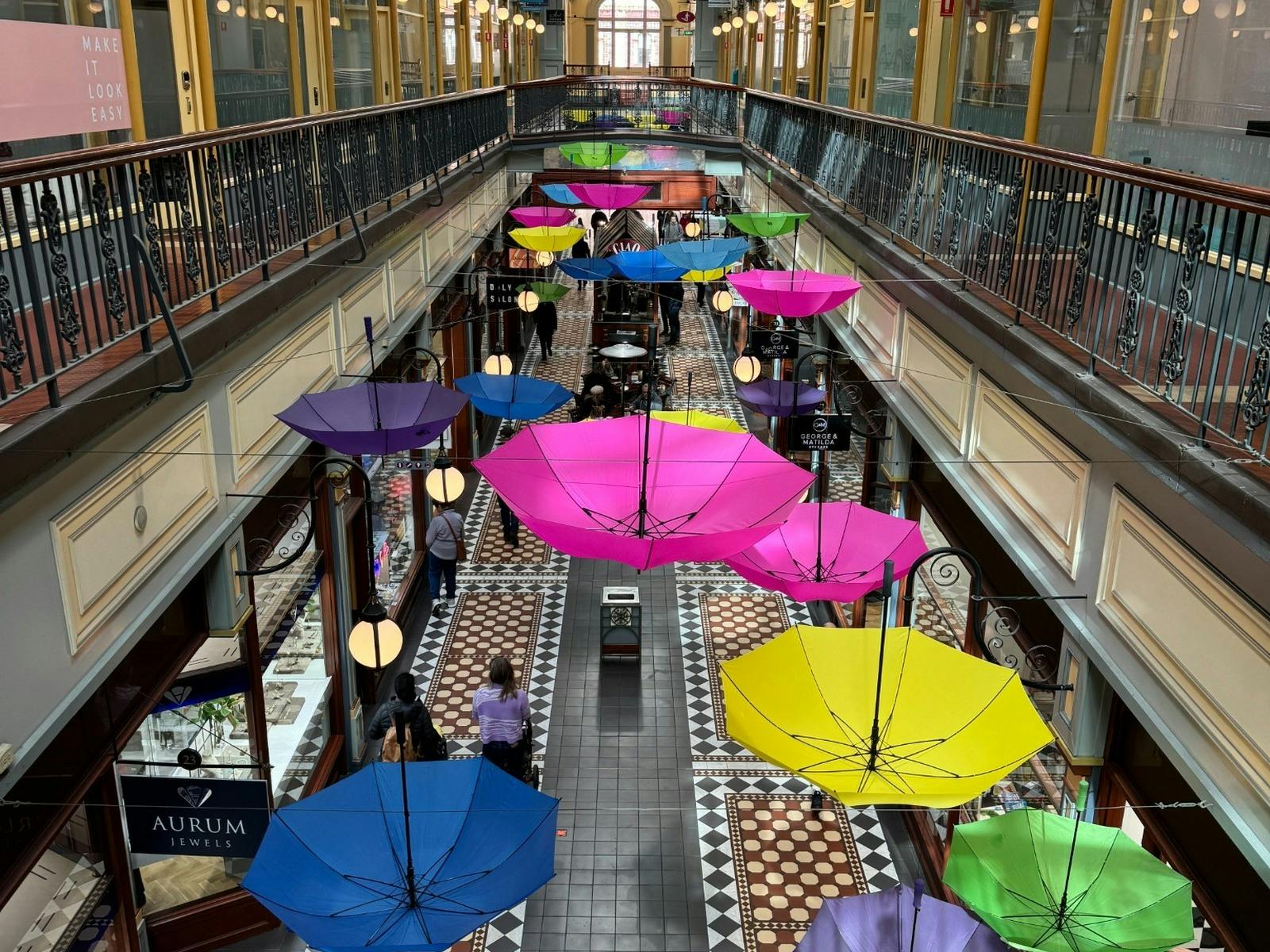 Adelaide Arcade Winter Umbrellas