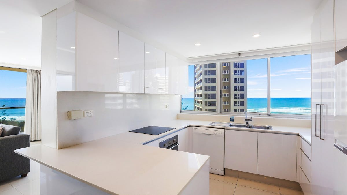 Fully equipped kitchen with ocean views Gold Coast Holidays Surfers Paradise