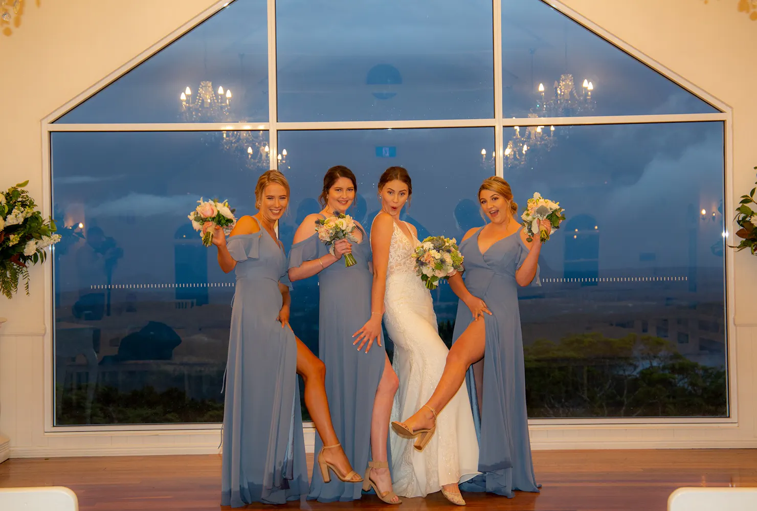 Bridesmaids at Tiffanys Chapel Sunshine Coast Malenyweddingphotography