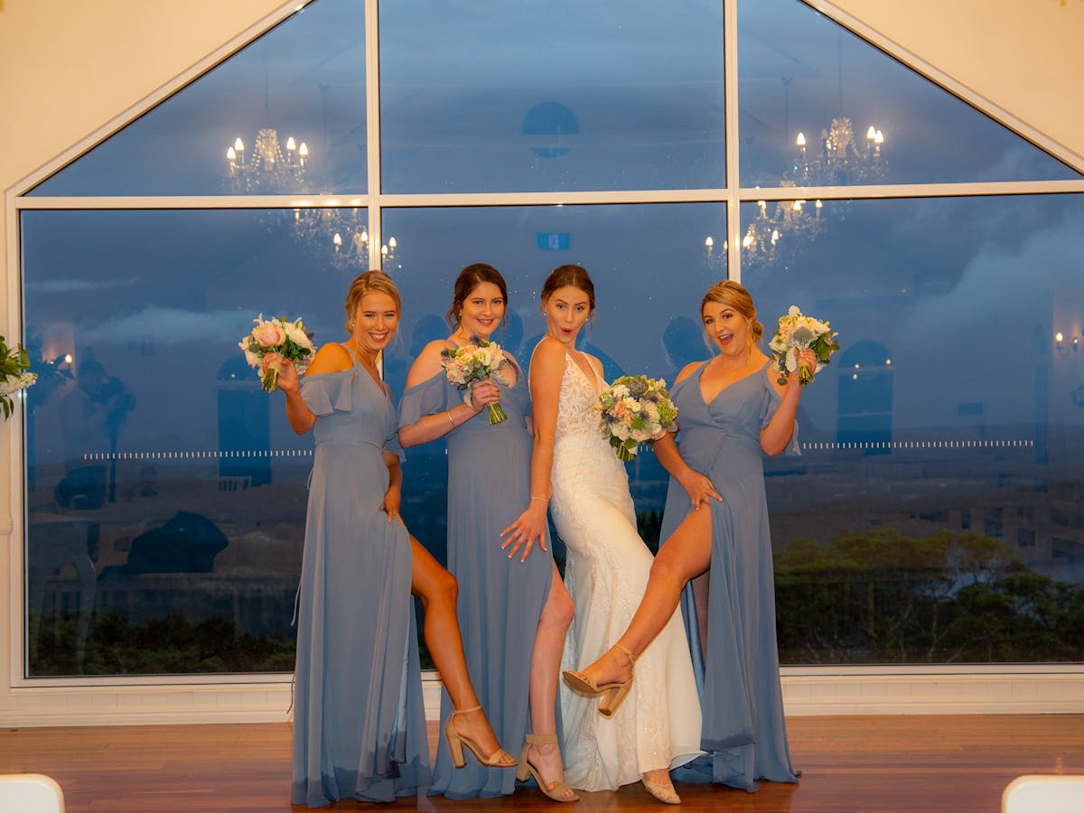 Bridesmaids at Tiffanys Chapel Sunshine Coast Malenyweddingphotography