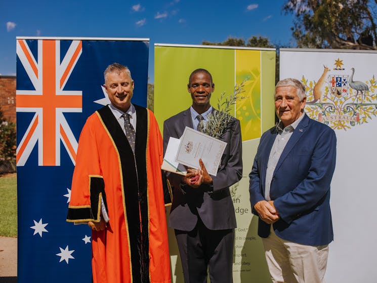 new citizen with mayor and deputy