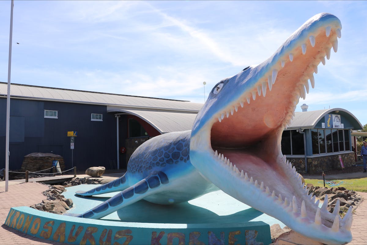 Meet the pliosaur located outside the Kronosaurus Korner