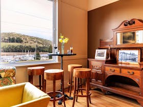 Lobby and lounge at the Kermandie Waterfront Hotel, Port Huon