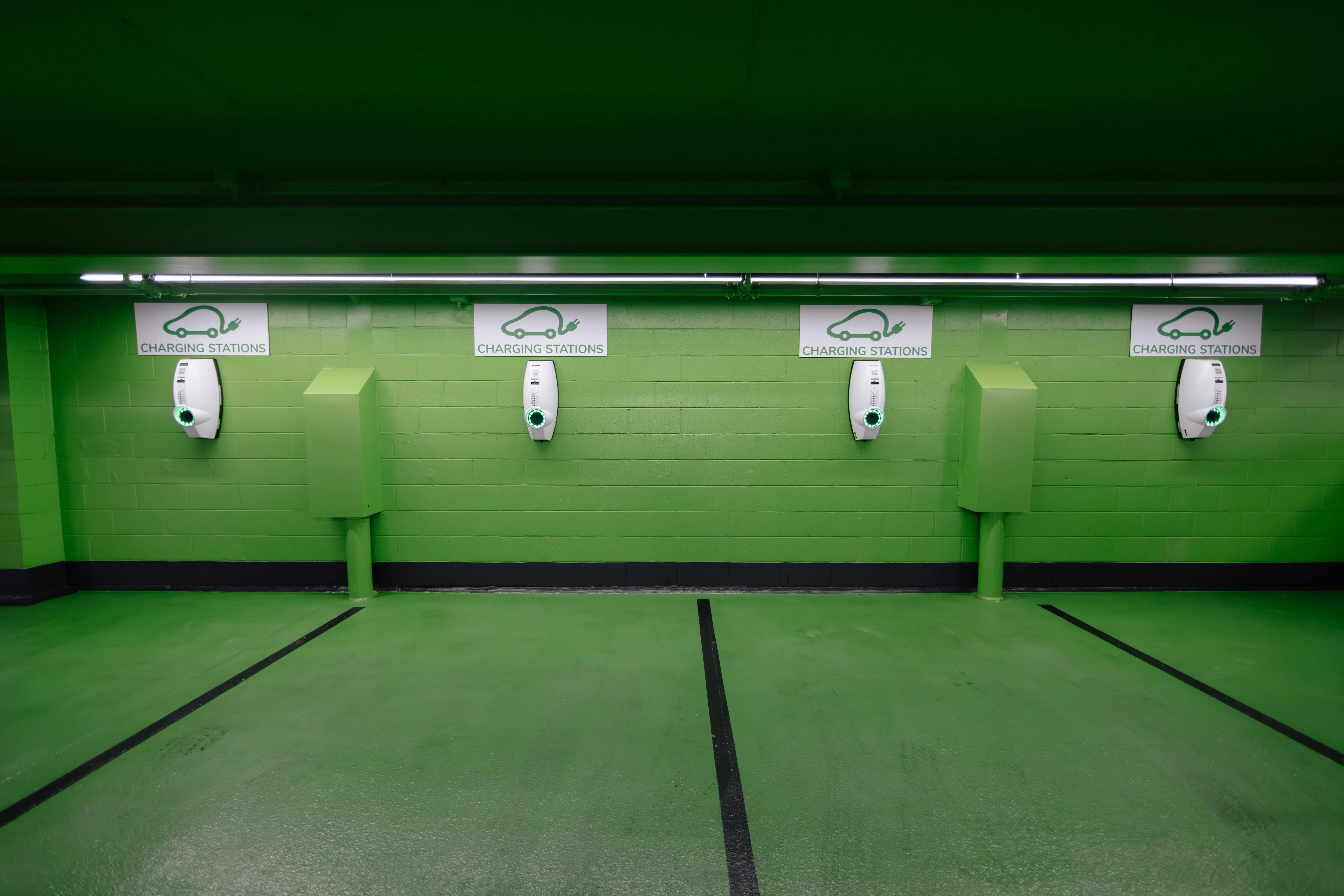 EV charging station located on Ground Level of the carpark