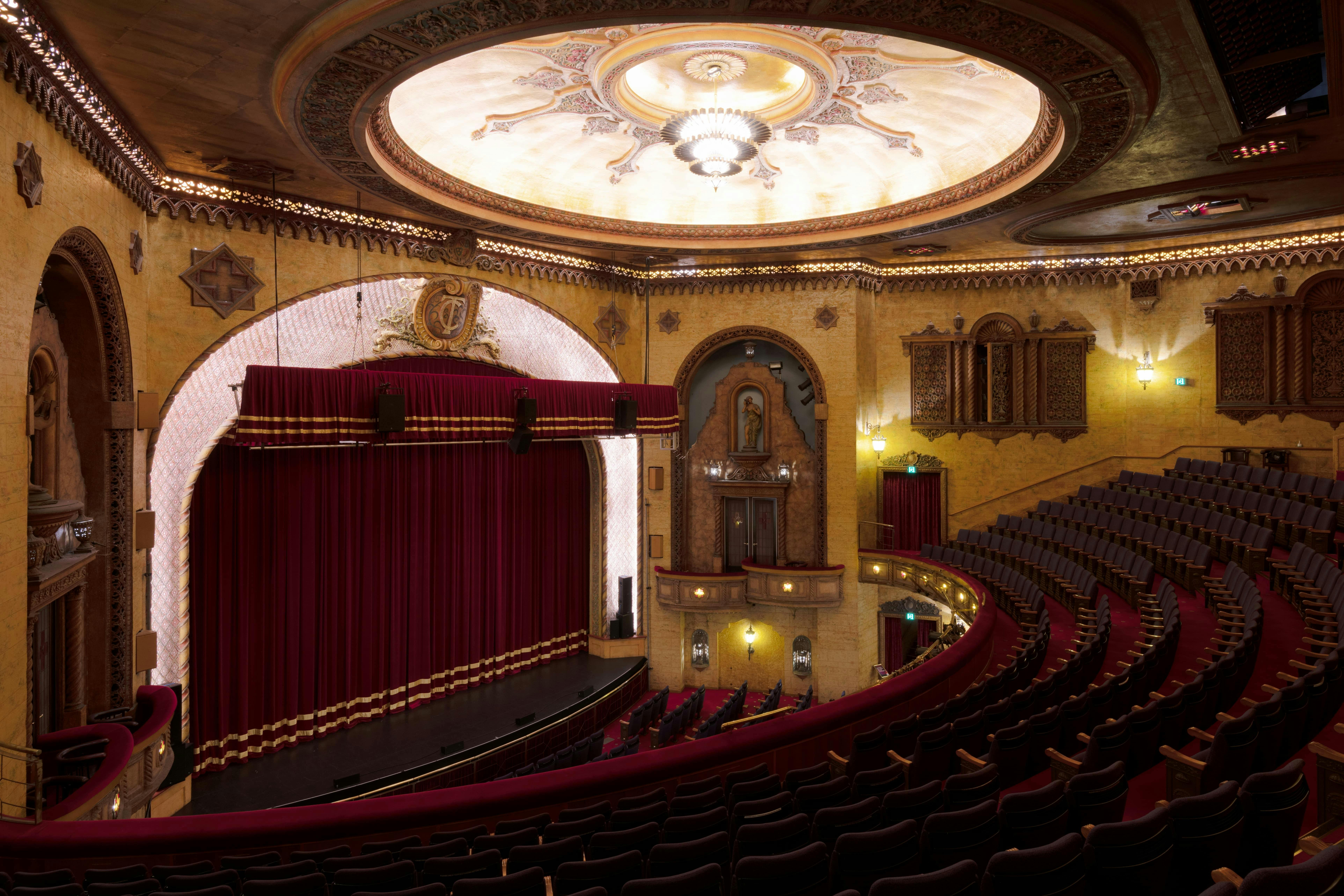 Photo of the Civic Theatre Auditorium from the Dress Circle seats, overlooking the stage.