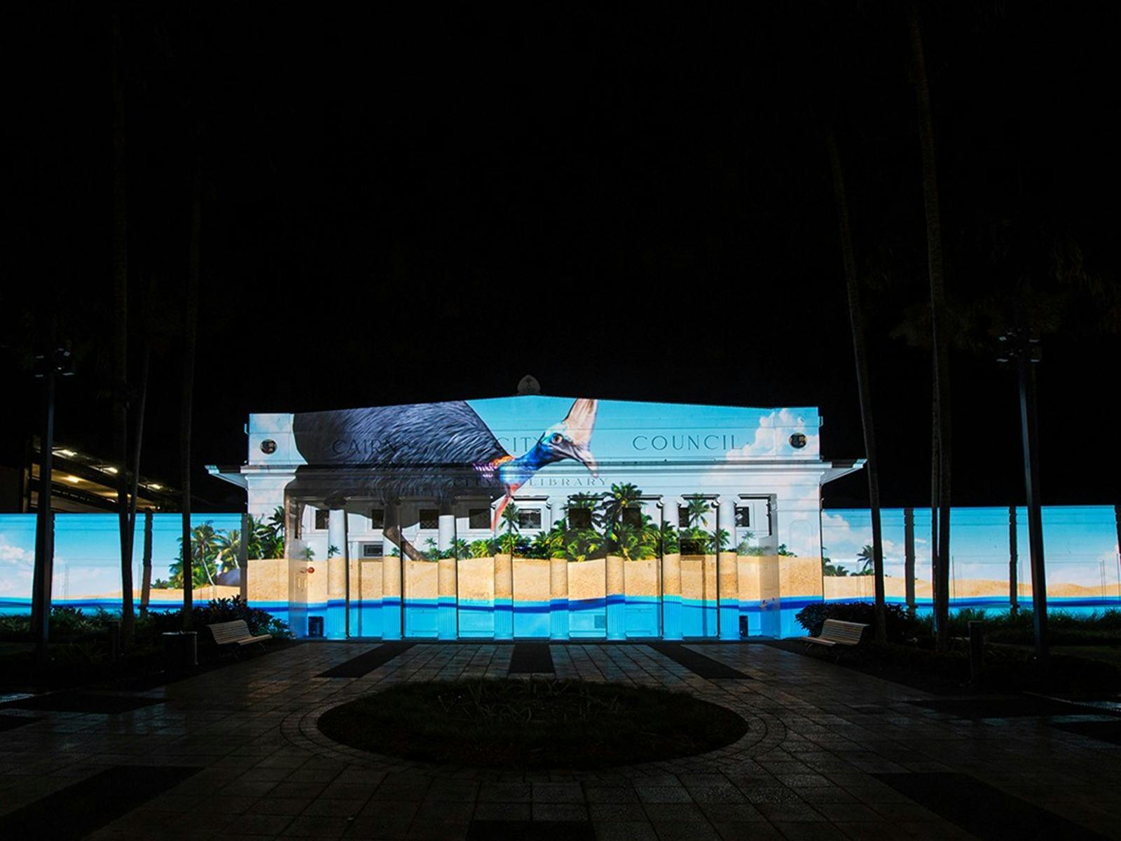 Light projections on the Cairns City Library