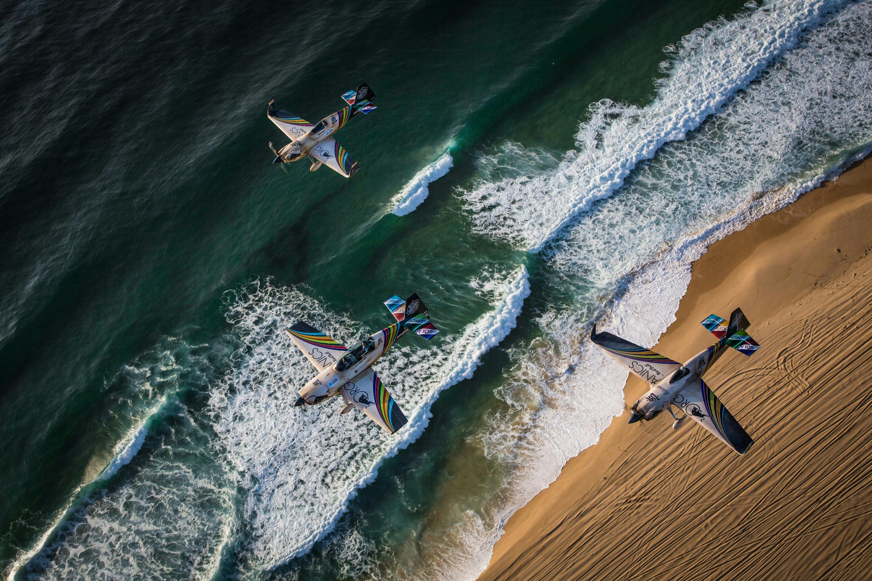 Matt Hall Racing fleet photo post Red Bull Air Race 2019 World Championship over Newcastle beaches