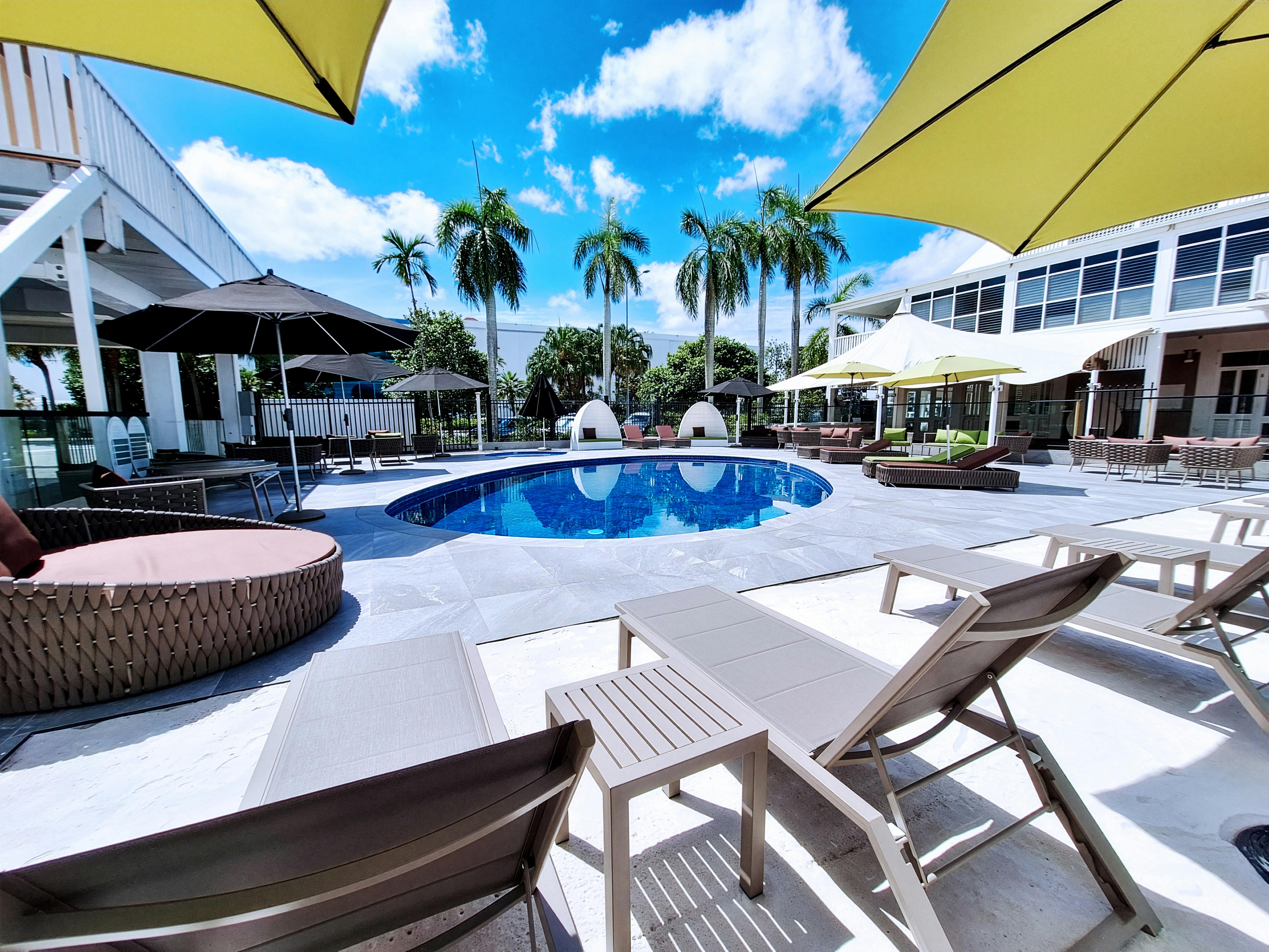 Modern renovated beach and pool area at Ramada Cairns.