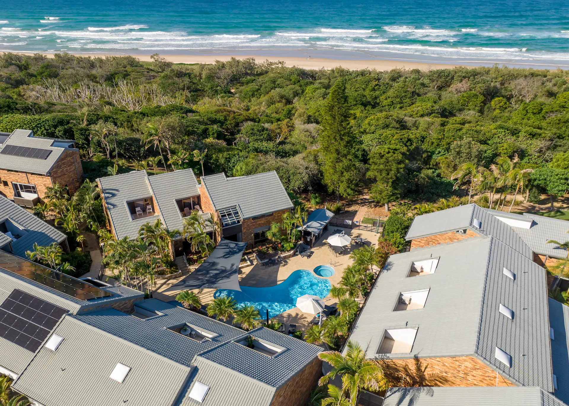 Aerial view of Glen Eden Beach Resort showcasing the resort facilities and proximity to the beach