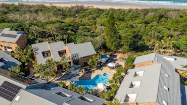 Aerial view of Glen Eden Beach Resort showcasing the resort facilities and proximity to the beach