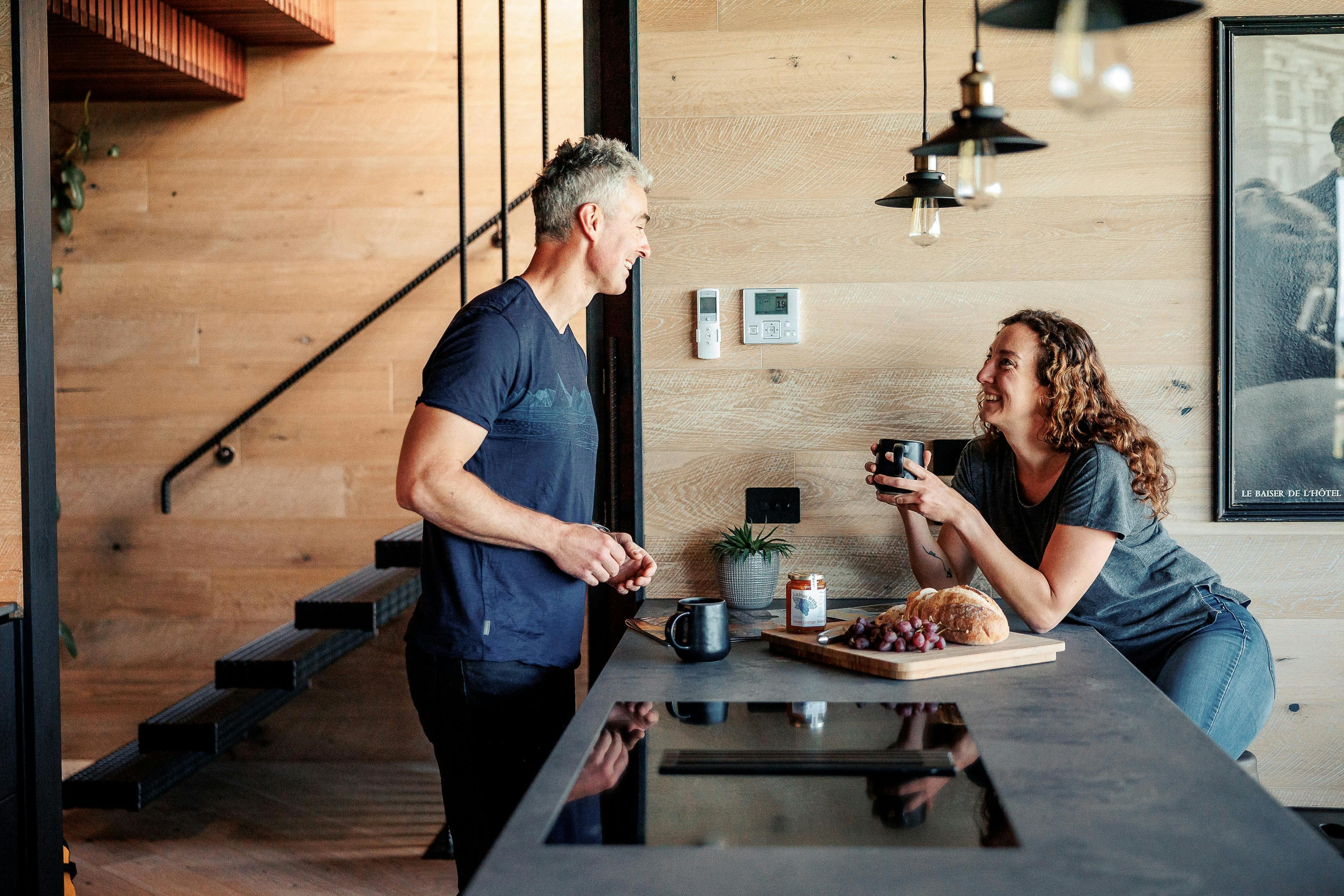 Couple look lovingly into each others eyes whilst enjoying breakfast @BullerRoo
