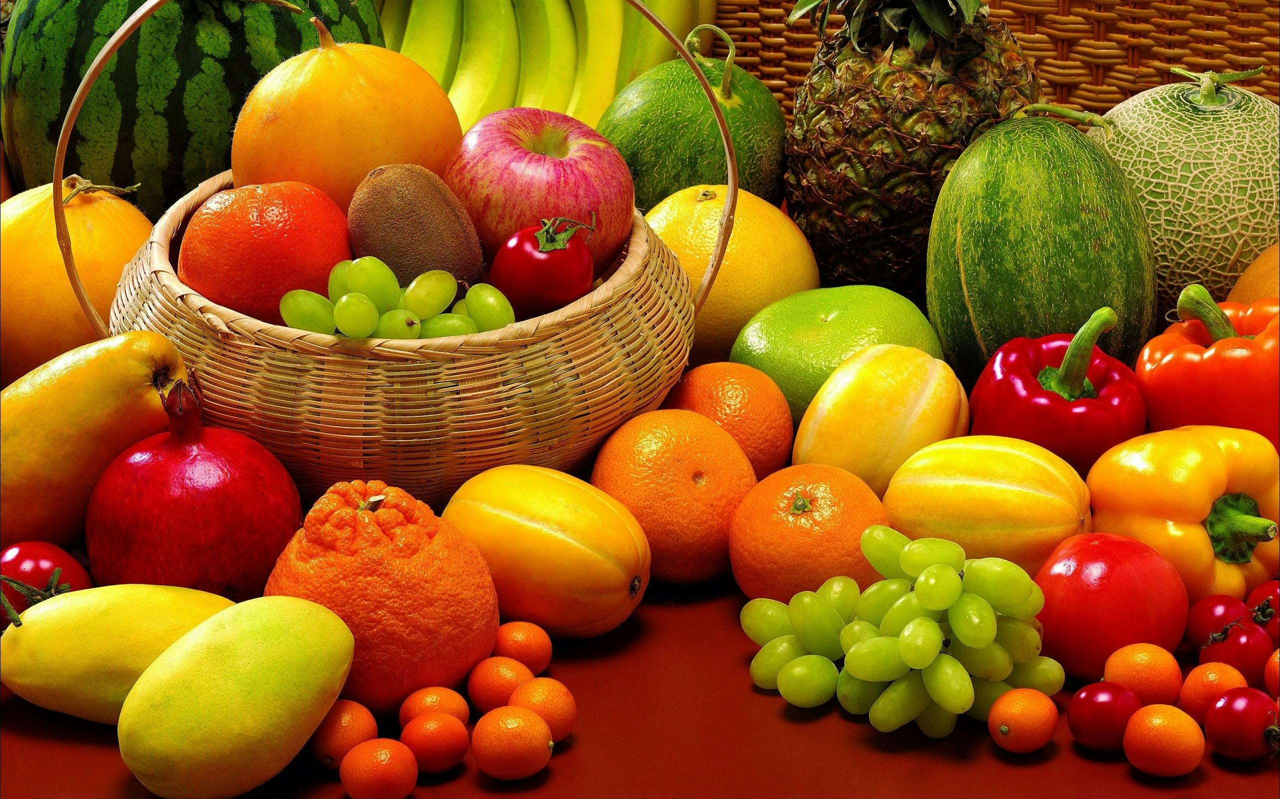 Different varities of colorful fresh fruits