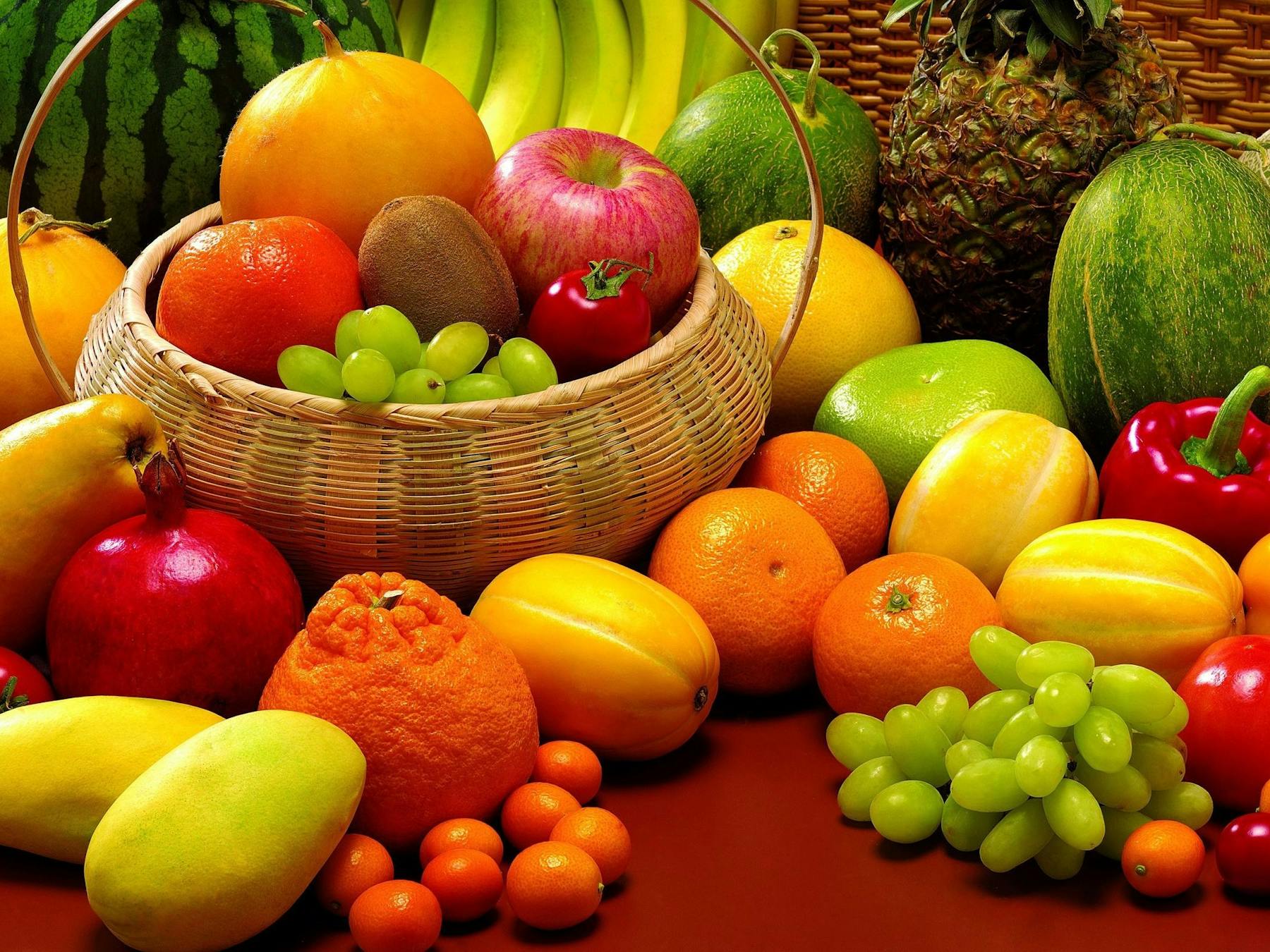 Different varities of colorful fresh fruits