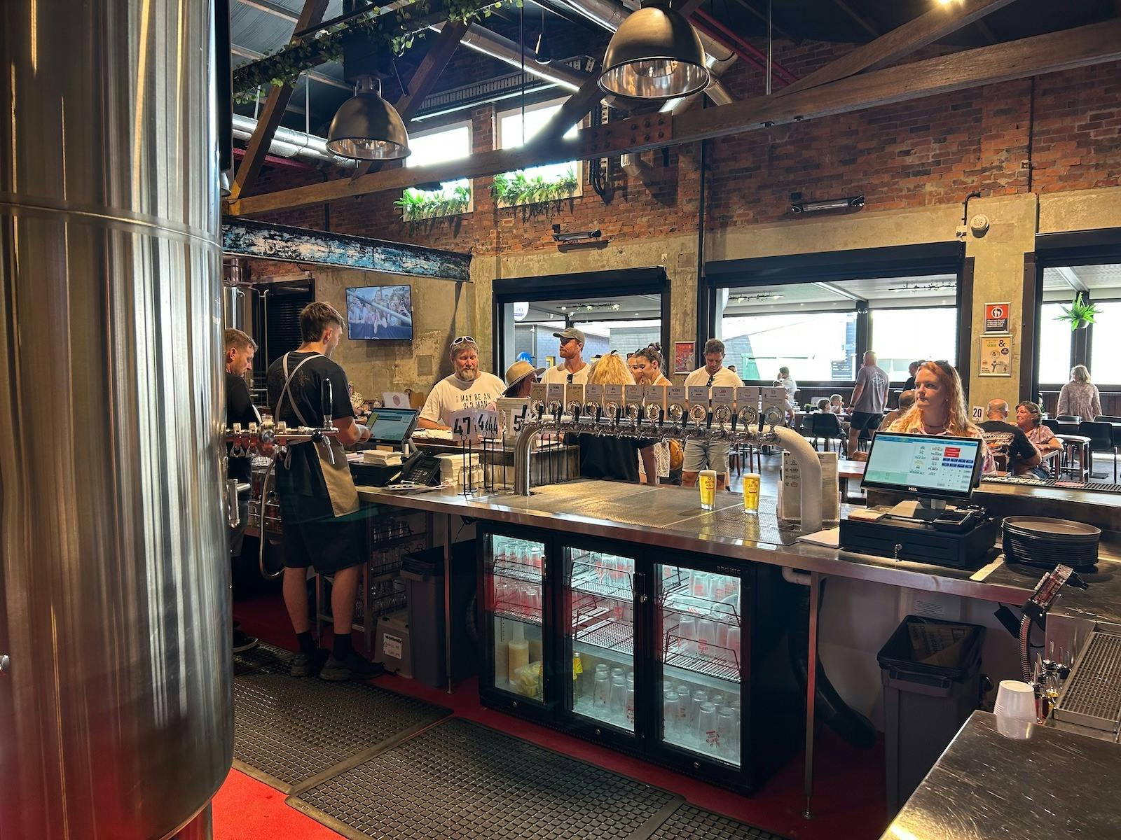 Grafton Brewing Co. bar is well stocked