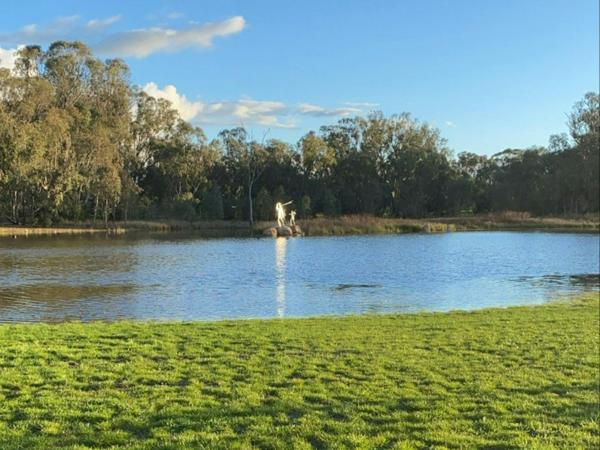 Lake King Wetlands with a scultpure