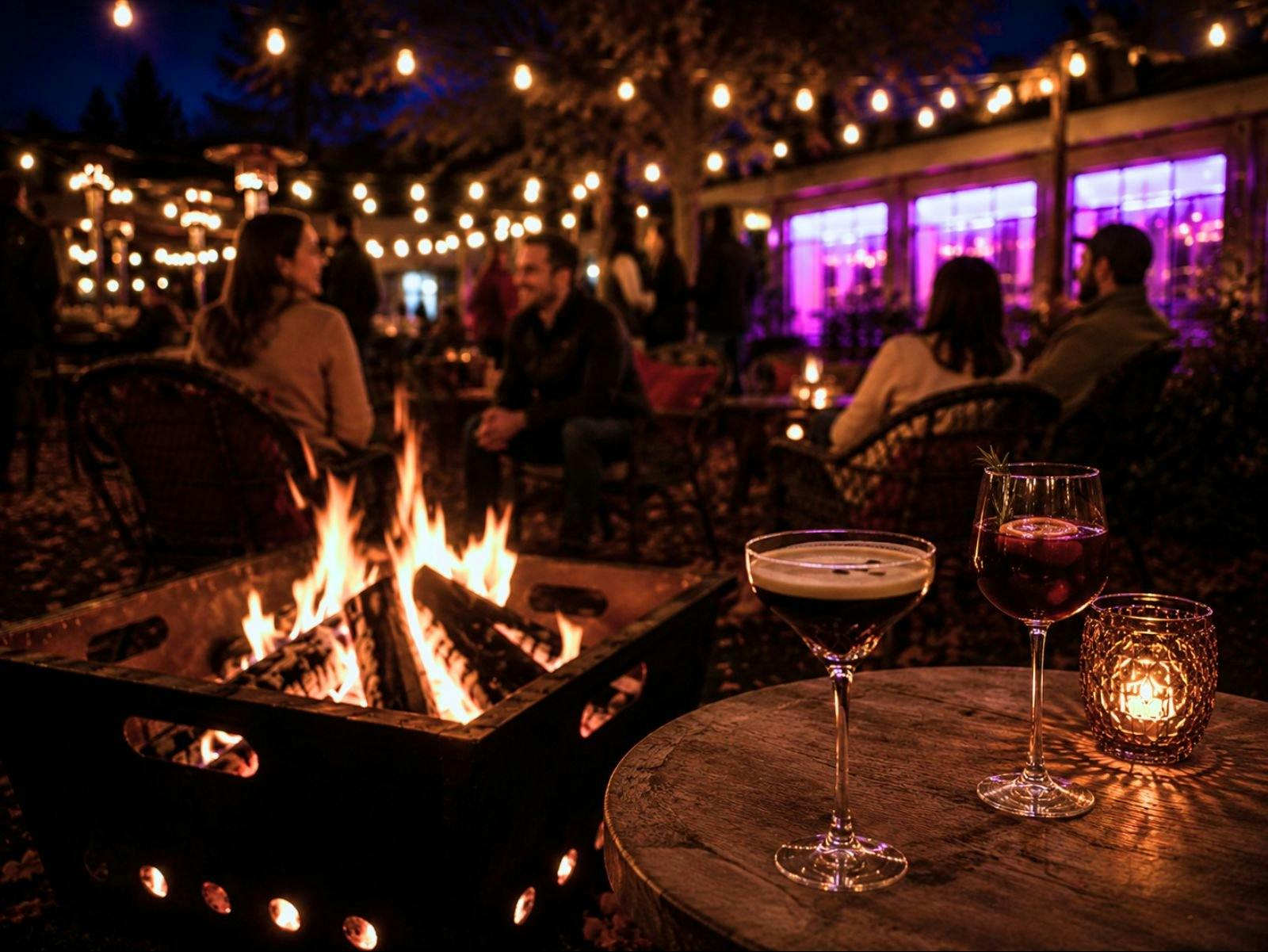 Cocktails around fire pit