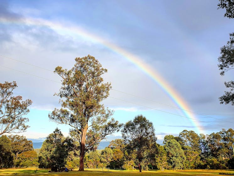 Rainbows over the ranges from Woodlane
