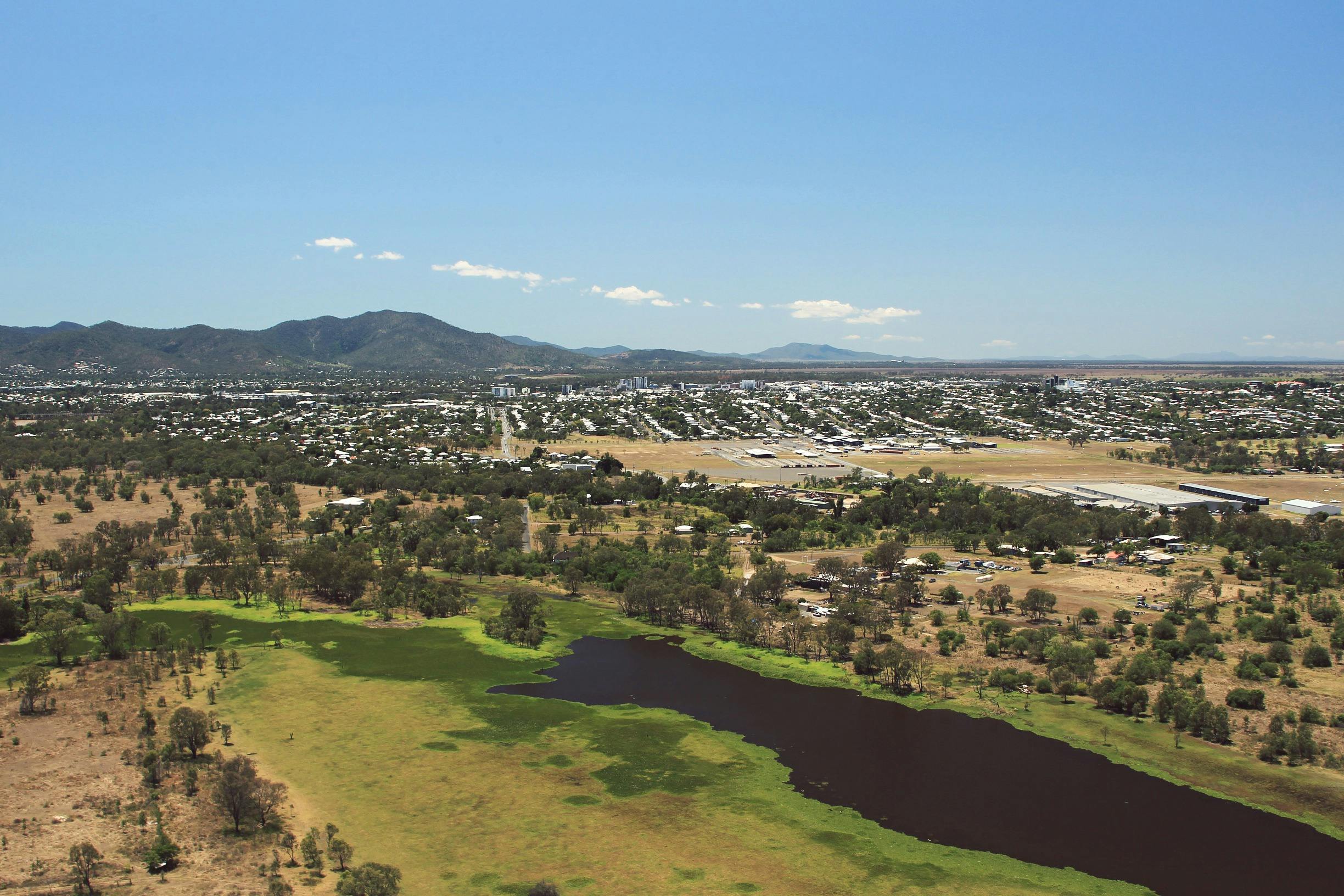 Photo of lagoon and city in the distance