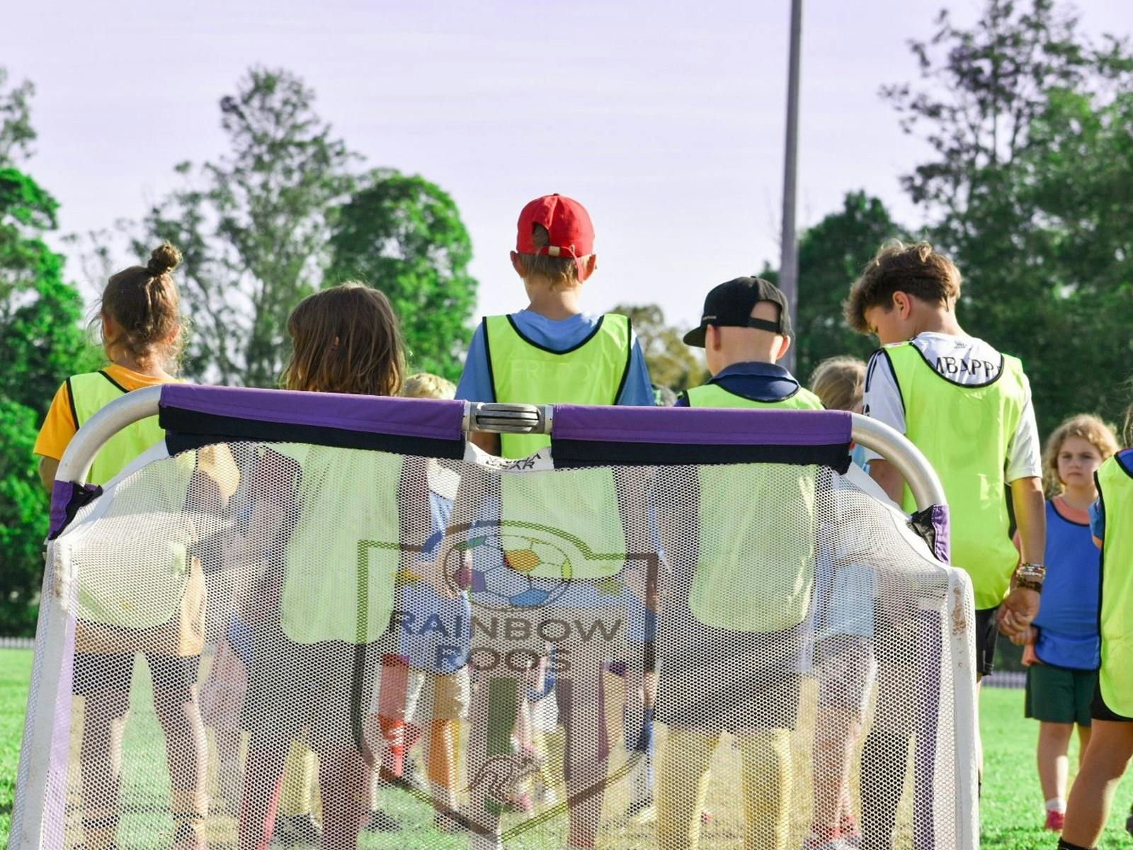 Children playing soccer