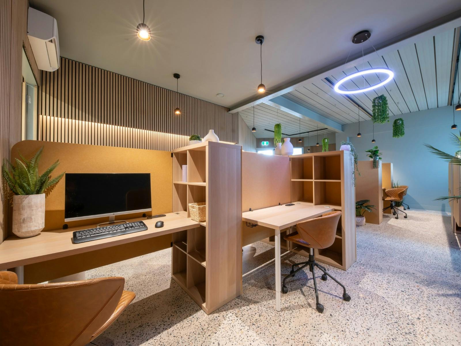 Hot desks from $11/hr with power, Wi-Fi & monitors for a focused workday.