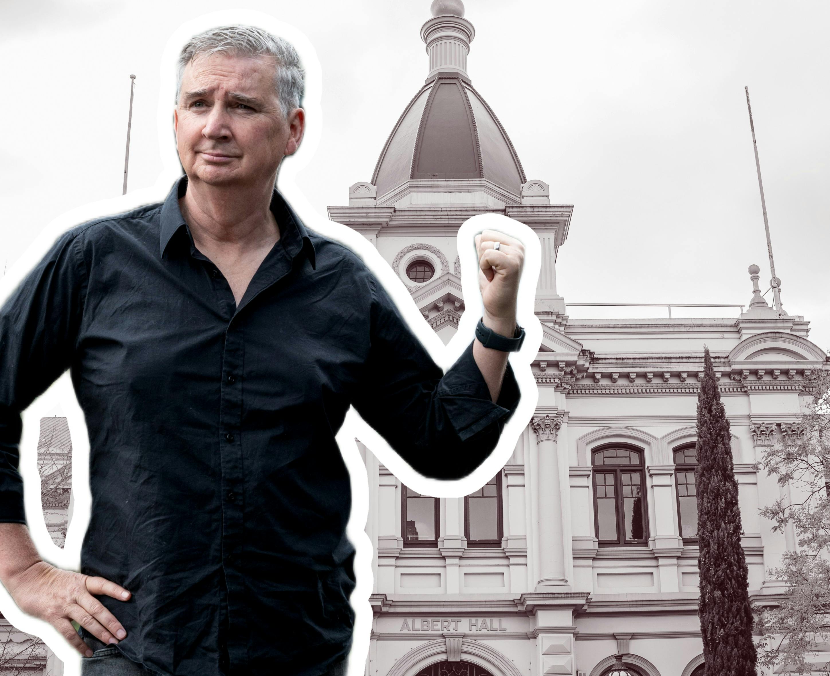 Damian Callinan in front of the Albert Hall
