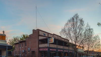 Outside view of The Middle Adelong from the Snowy Mountains Highway, on dusk.
