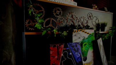 Revelation Puzzle Rooms Desk with Room Art Canvas