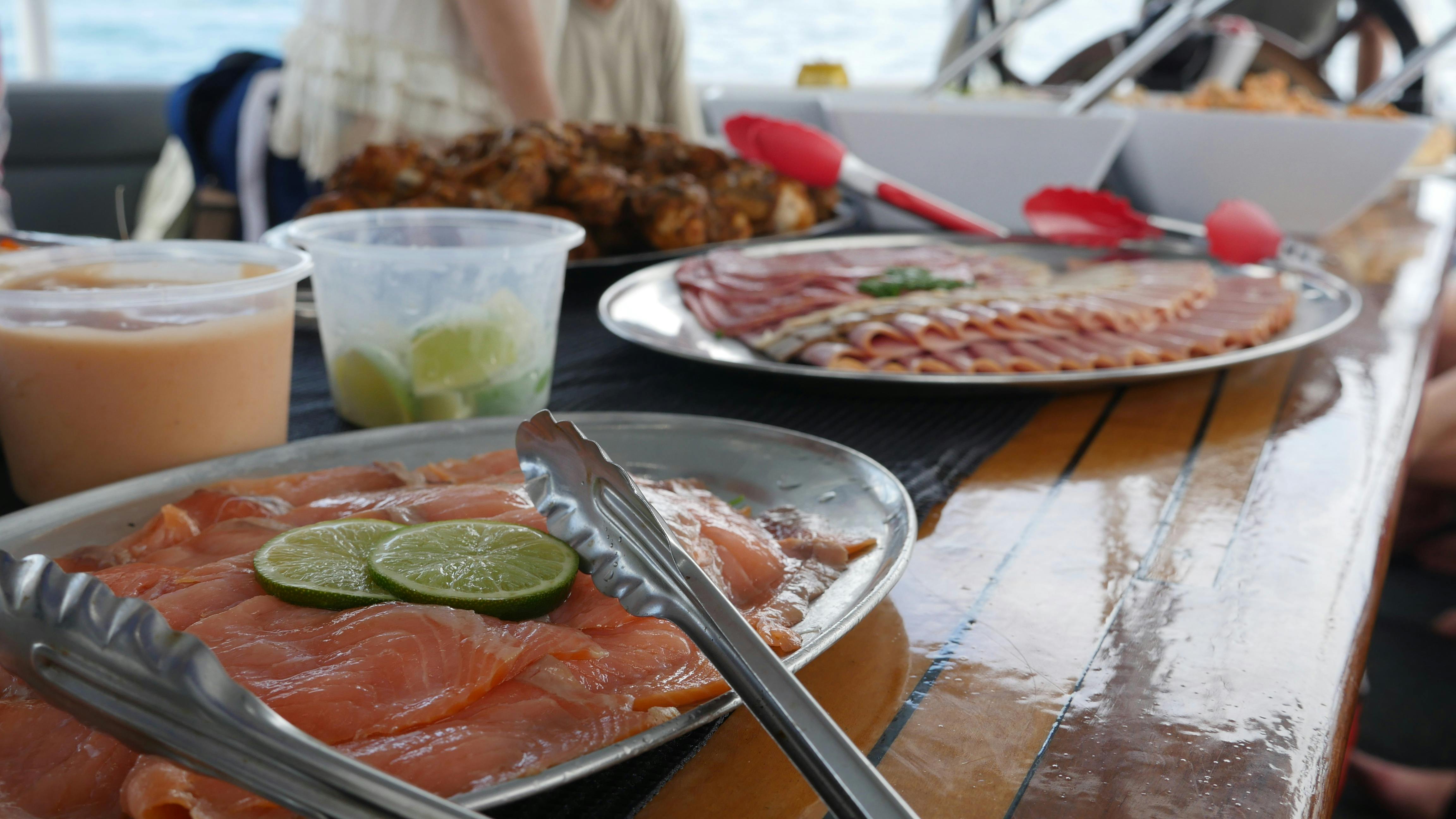 Smoked salmon and mixed meat platter - part of the large smorgasbord lunch