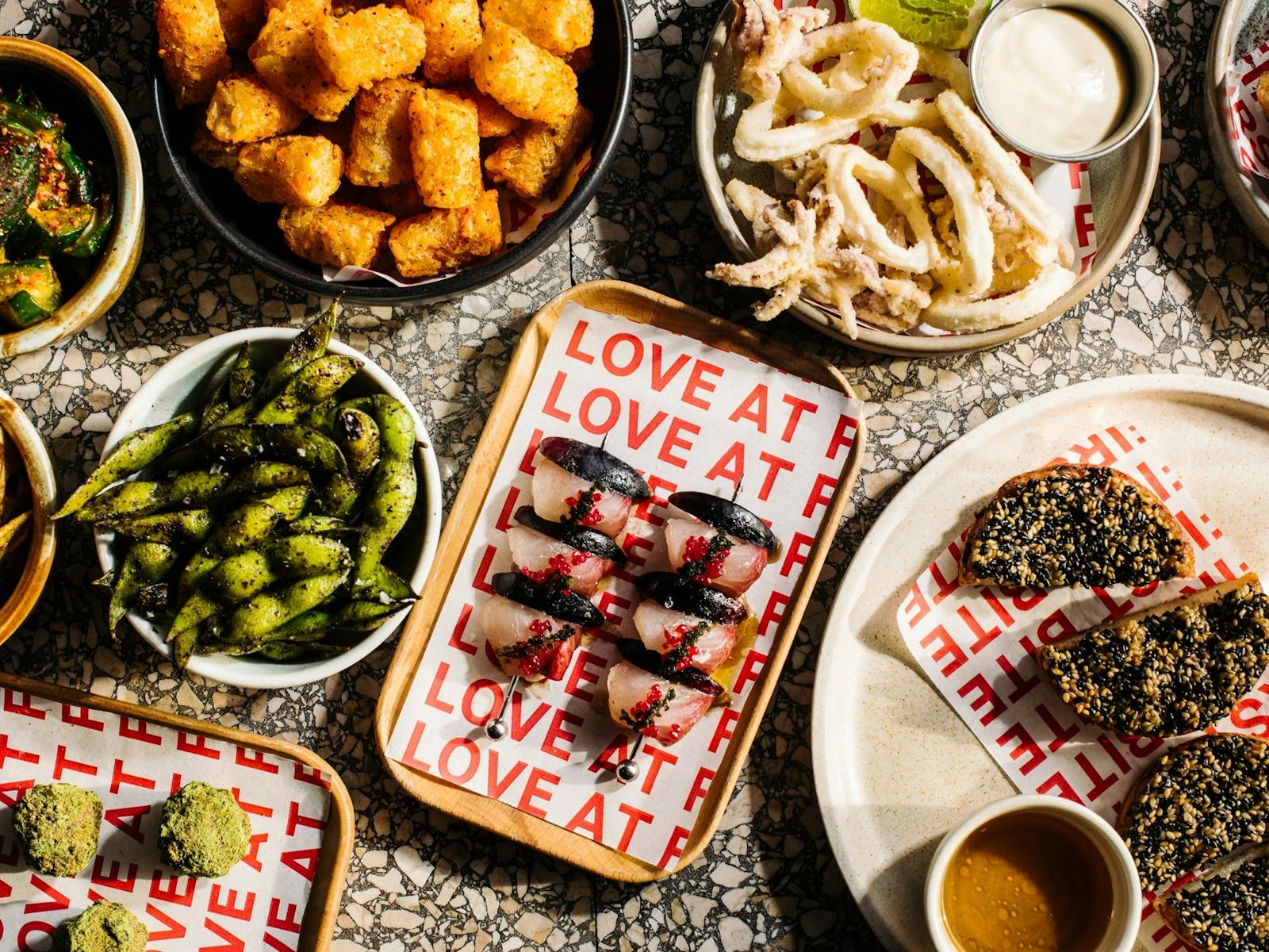 Food spread on table