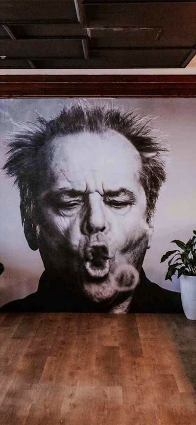 PJs back room bar with picture of Jack Nicholson