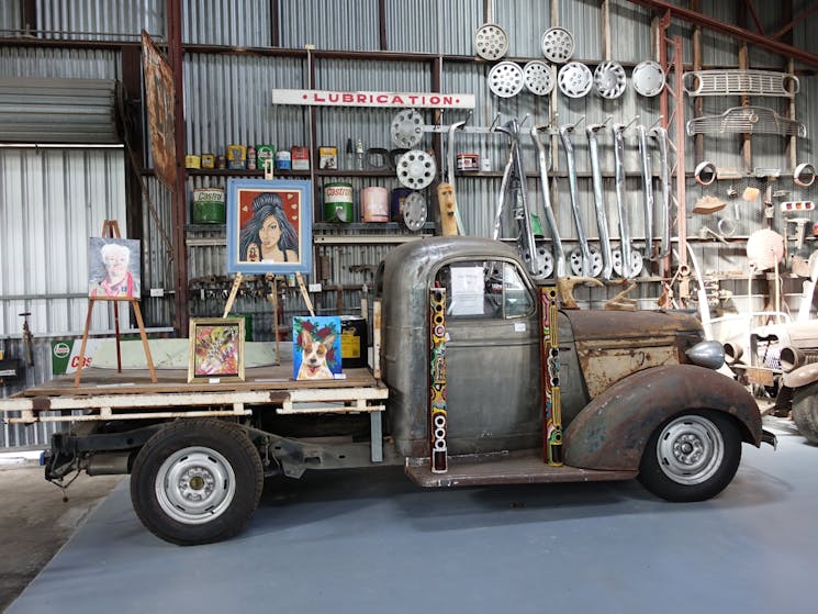 Vintage truck and art